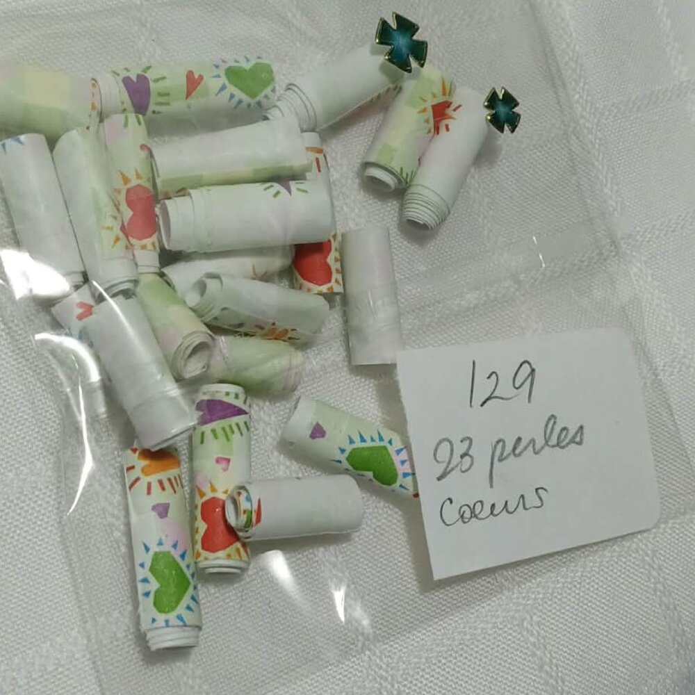 One-of-a-kind handmade/hand rolled paper beads/jewelry making/craft supplies/DIY